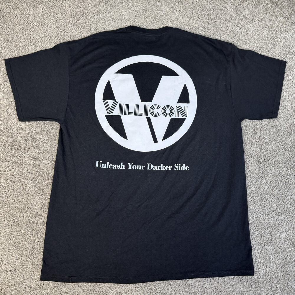 Villicon Shirt Mens XL Black Graphic Back Print Tee Slogan Port & Company